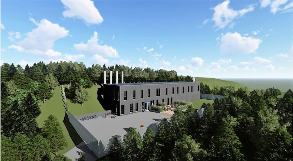 Illustrasjon av vannbehandlingsanlegget som skal bygges i Husebyskogen i Oslo.