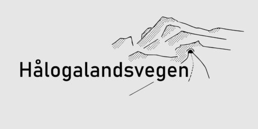 Logo for Hålogalandsvegen med illustrasjon av fjell og tunnel